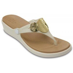 Crocs Sanrah Embellished Wedge Flip Flop Size 8